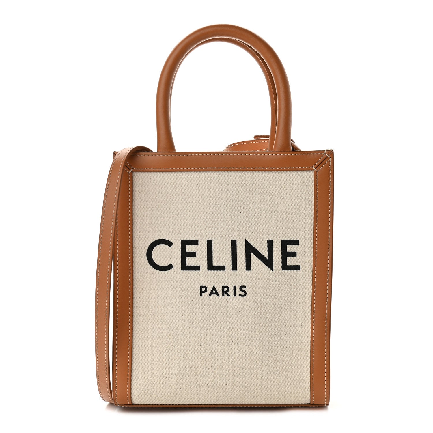 Celine Canvas Calfskin Mini Vertical Cabas Natural Tan 1 of 8
