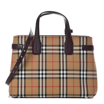 Burberry Goatskin Vintage Check Medium Banner Tote Deep Claret 1 of 12