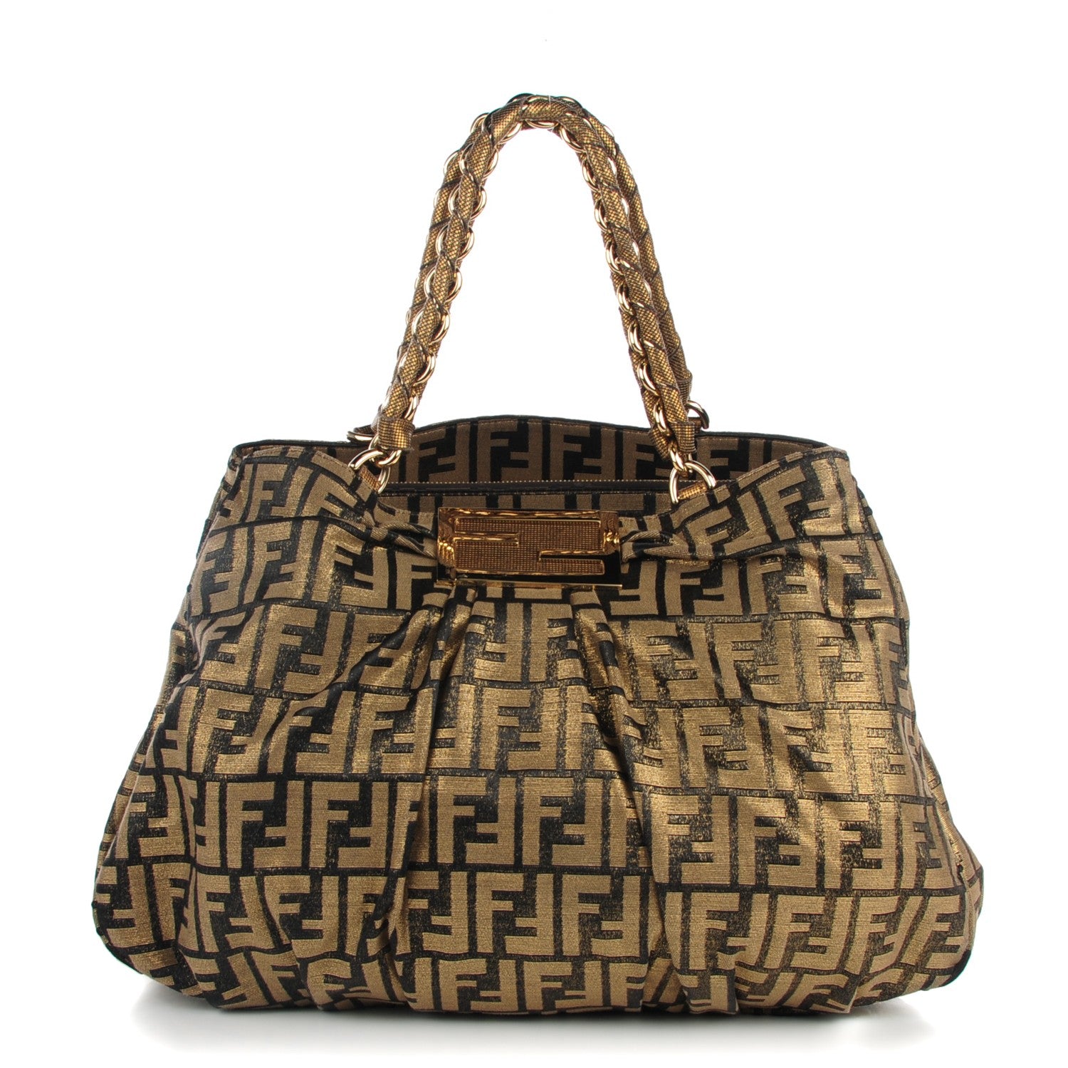 Fendi Metallic Lurex Zucca Mia Tote Bronze 1 of 8