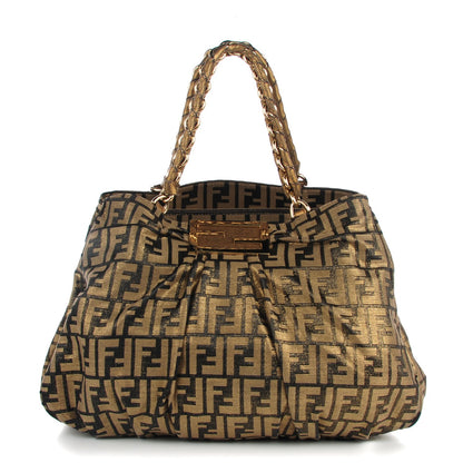 Fendi Metallic Lurex Zucca Mia Tote Bronze 1 of 8
