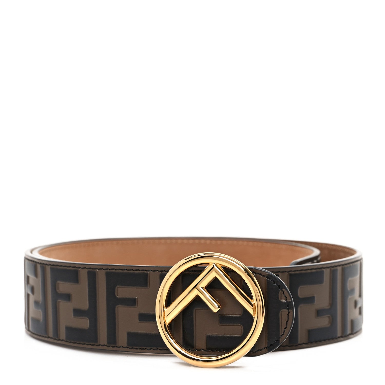 Fendi Vitello F is Fendi Bi-Color FF 1974 Embossed Belt 90 36 Maya Black 1 of 4
