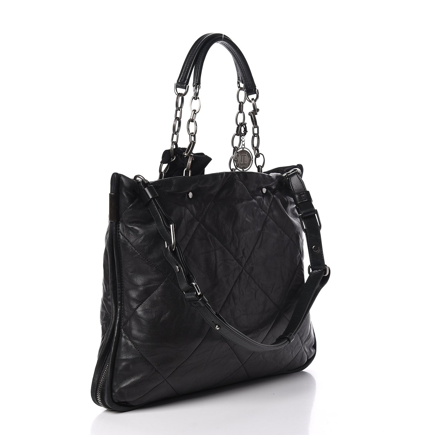 Lambskin Quilted Amalia Tote Black