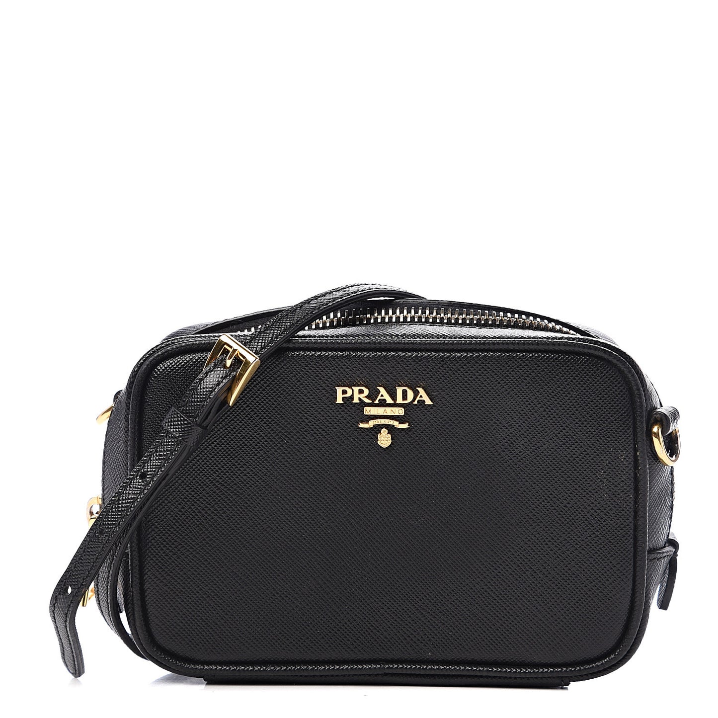 Saffiano Mini Camera Crossbody Bag Black
