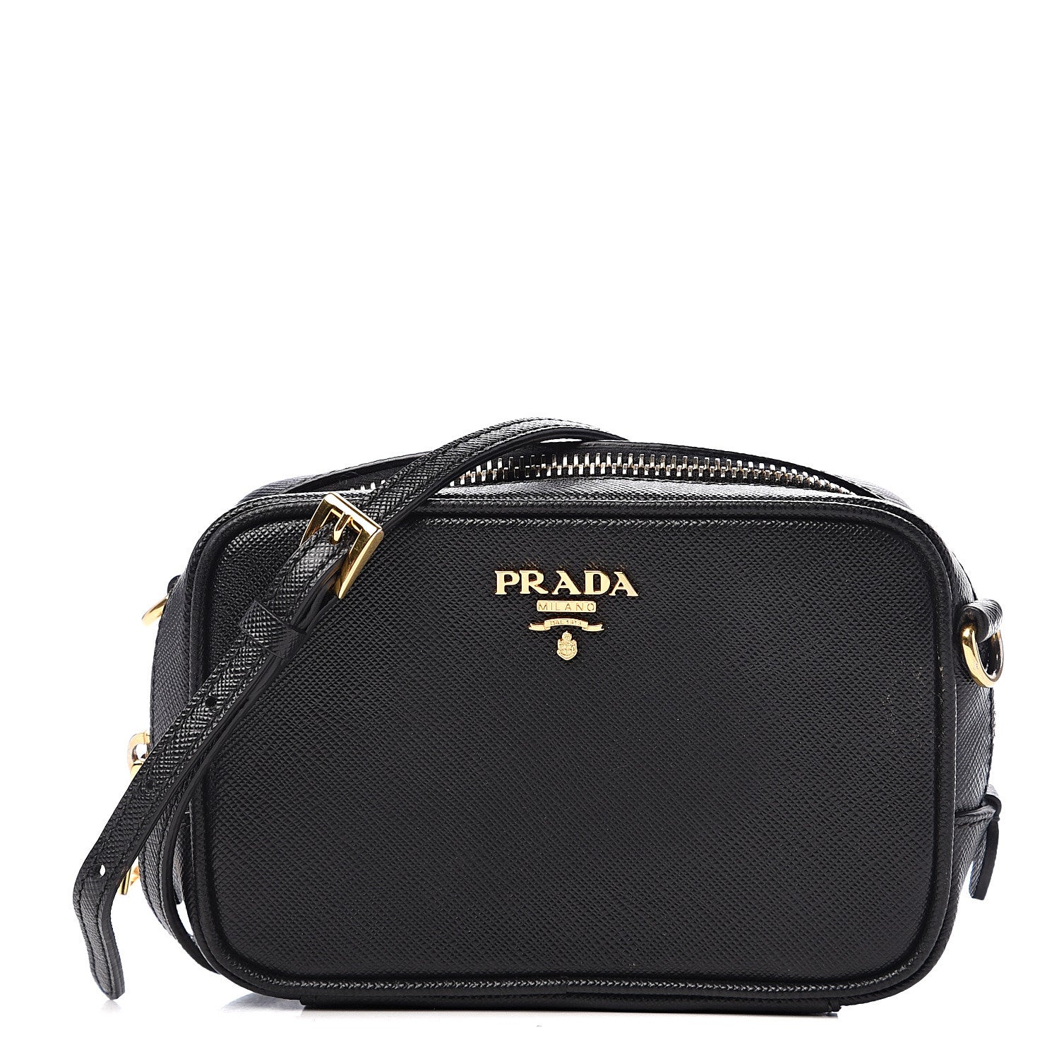 Prada Saffiano Mini Camera Crossbody Bag Black 1 of 8