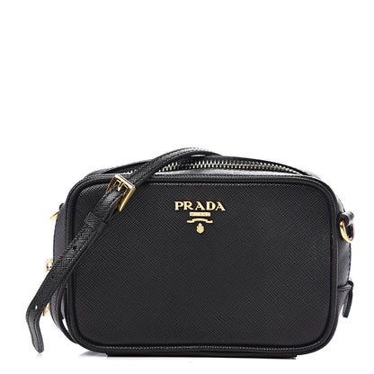 Prada Saffiano Mini Camera Crossbody Bag Black 1 of 8