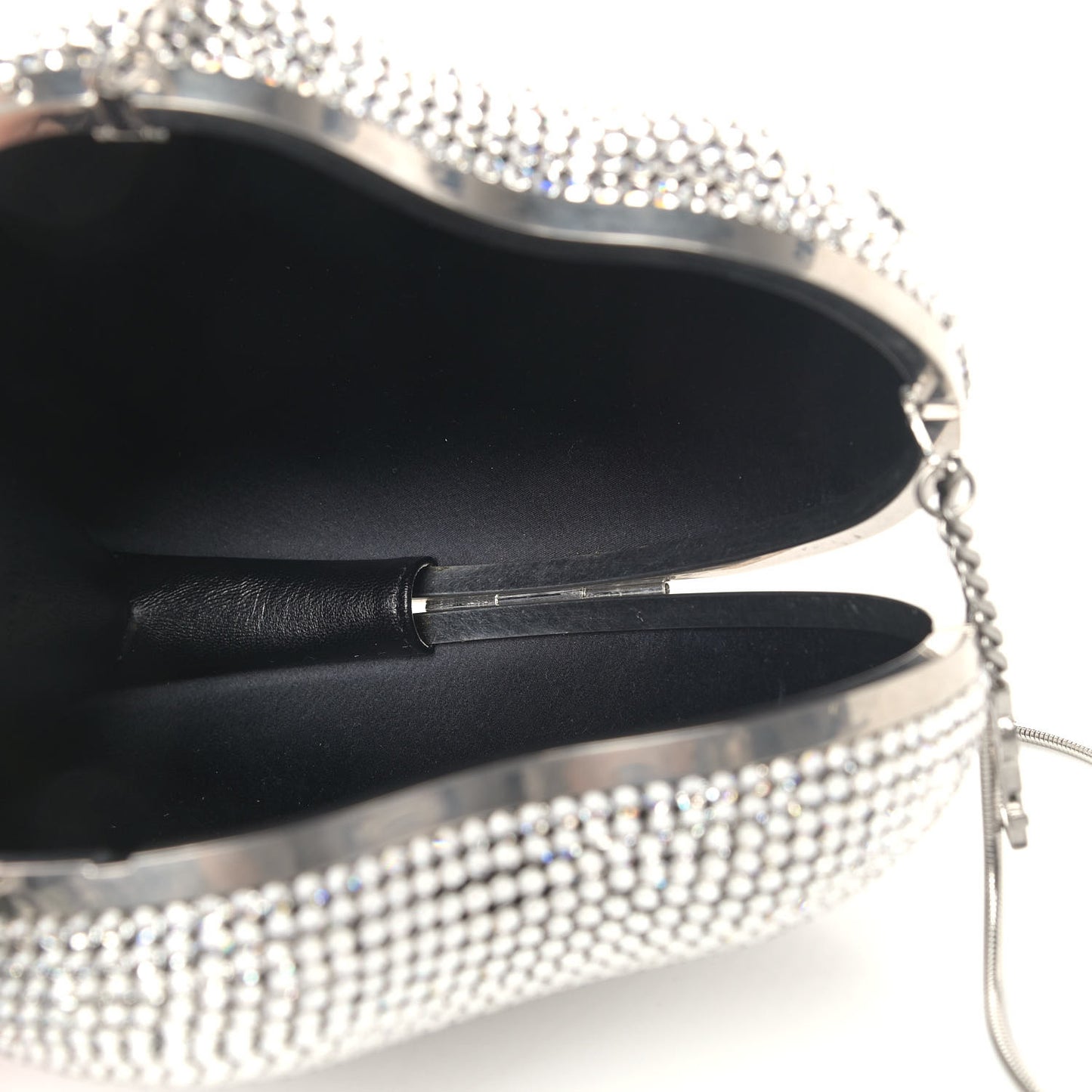 Swarovski Crystal Heart Love Box Clutch Bag Silver