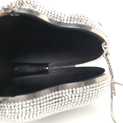 Saint Laurent Swarovski Crystal Heart Love Box Clutch Bag Silver 4 of 4