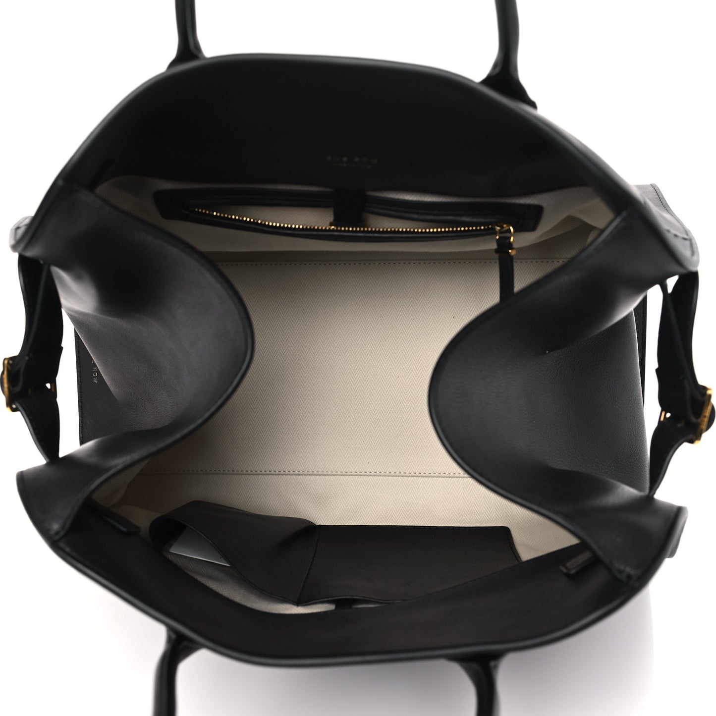 THE ROW Polished Saddle Calfskin Soft Margaux 15 Black