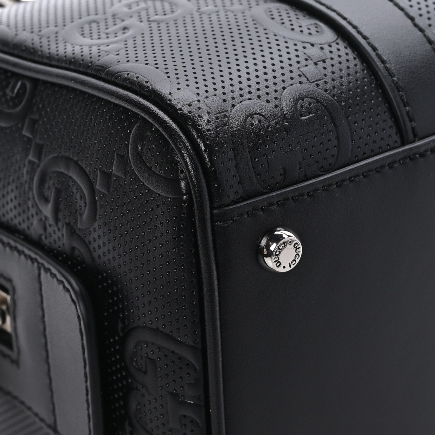 Gucci Calfskin GG Tennis Embossed Mini Duffle Bag Black 6 of 9