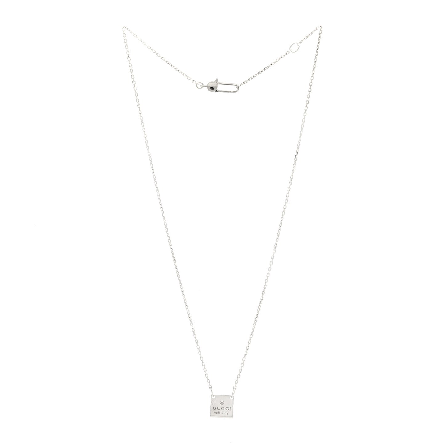 Sterling Silver Trademark Logo Square Pendant Necklace