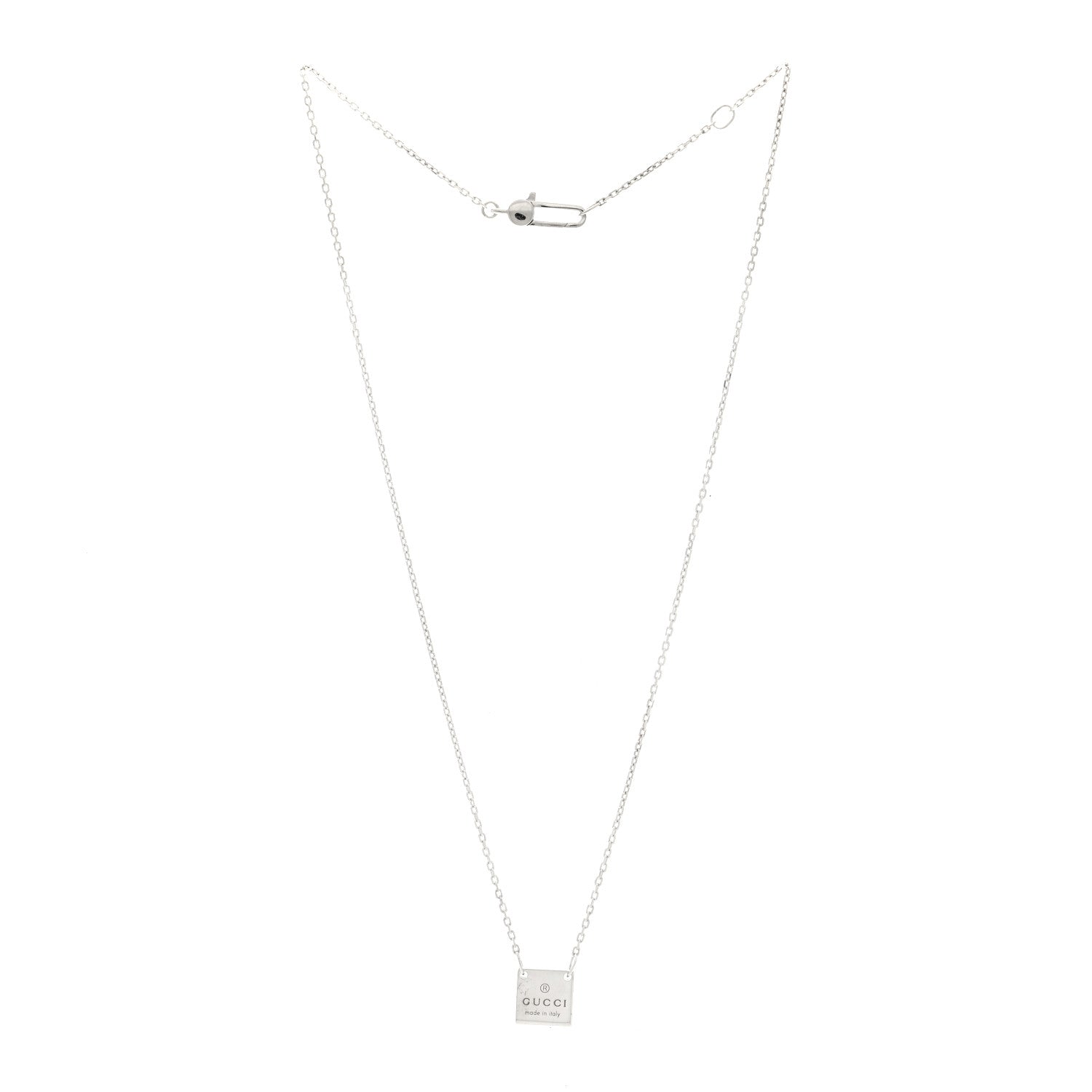 Gucci Sterling Silver Trademark Logo Square Pendant Necklace 3 of 4