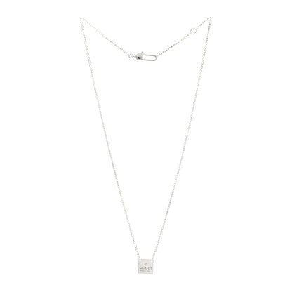 Gucci Sterling Silver Trademark Logo Square Pendant Necklace 3 of 4