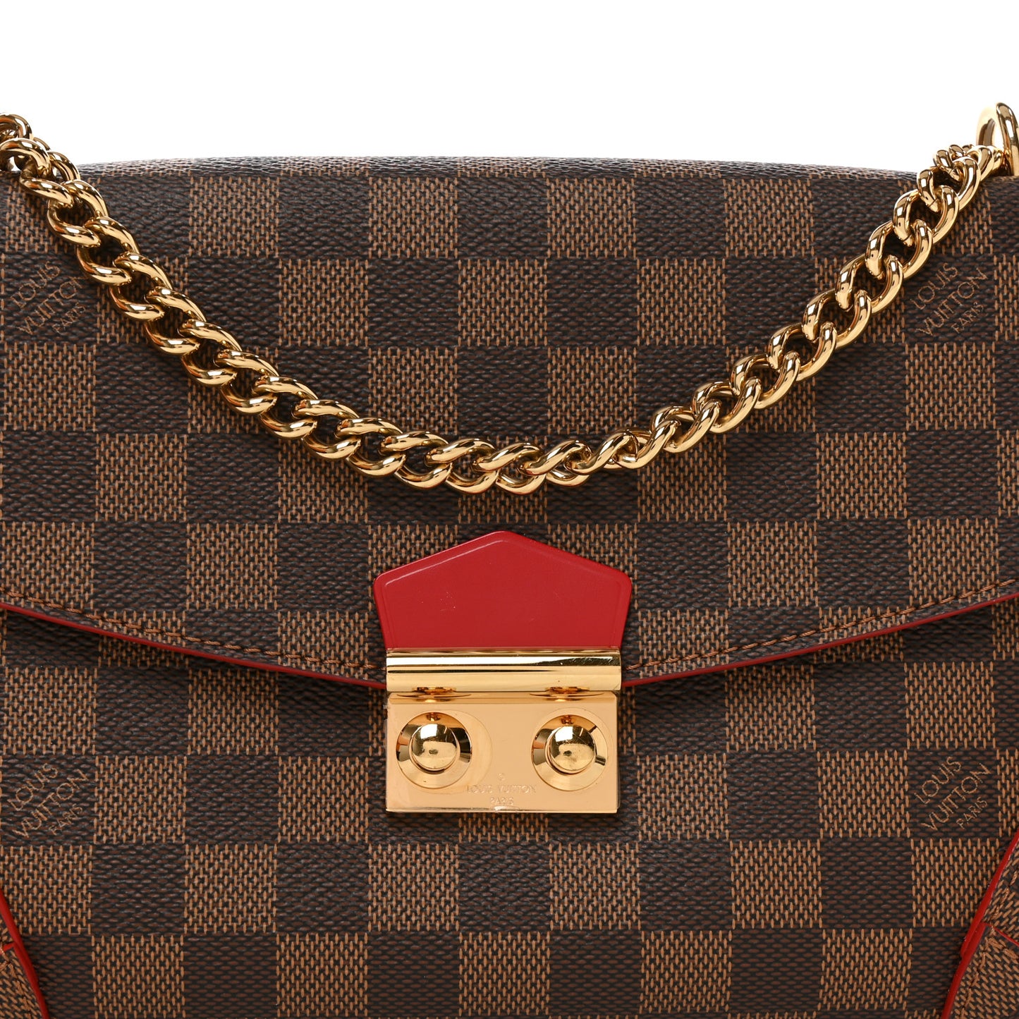 Damier Ebene Caissa Clutch Cherry