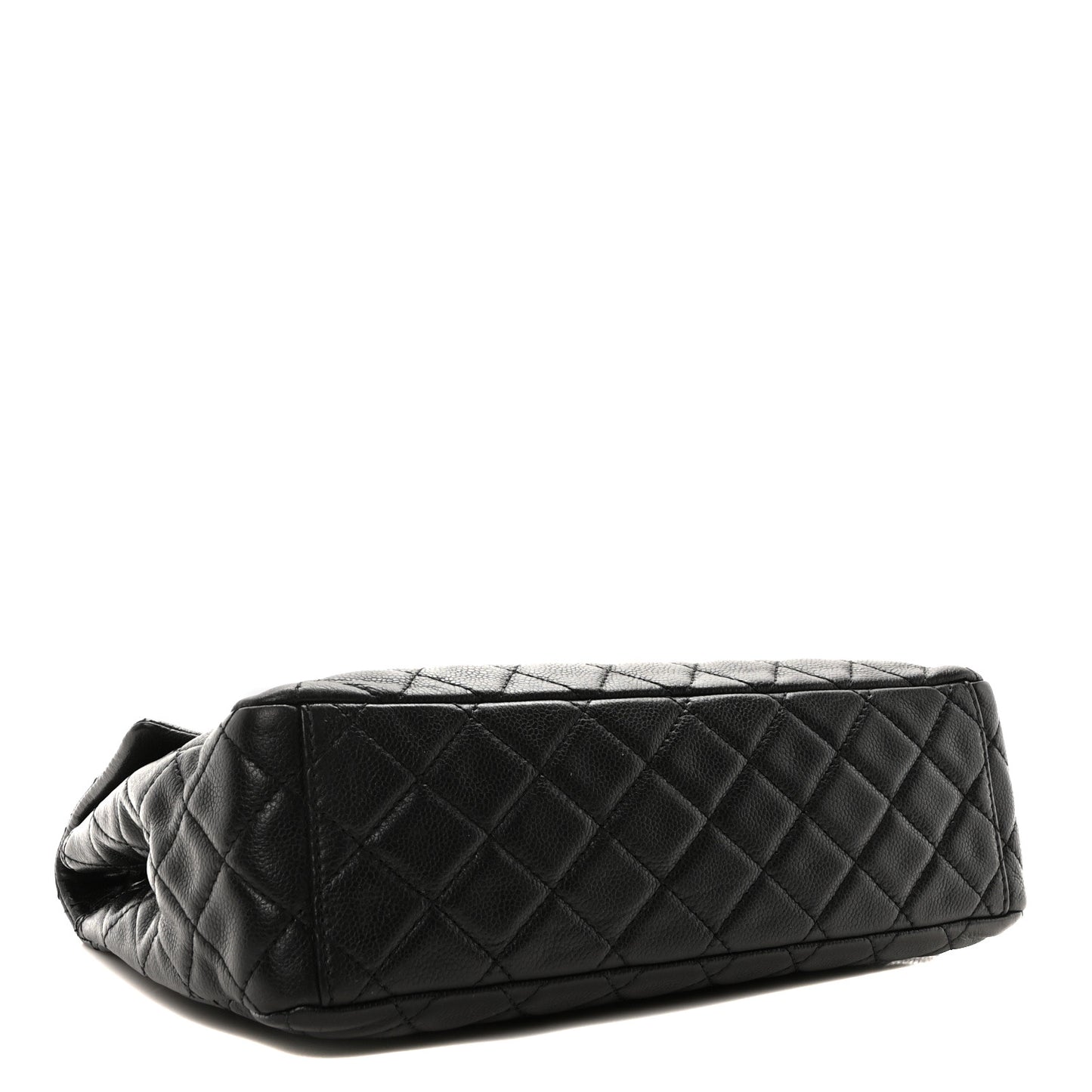 Washed Caviar Quilted Maxi Single Flap Black