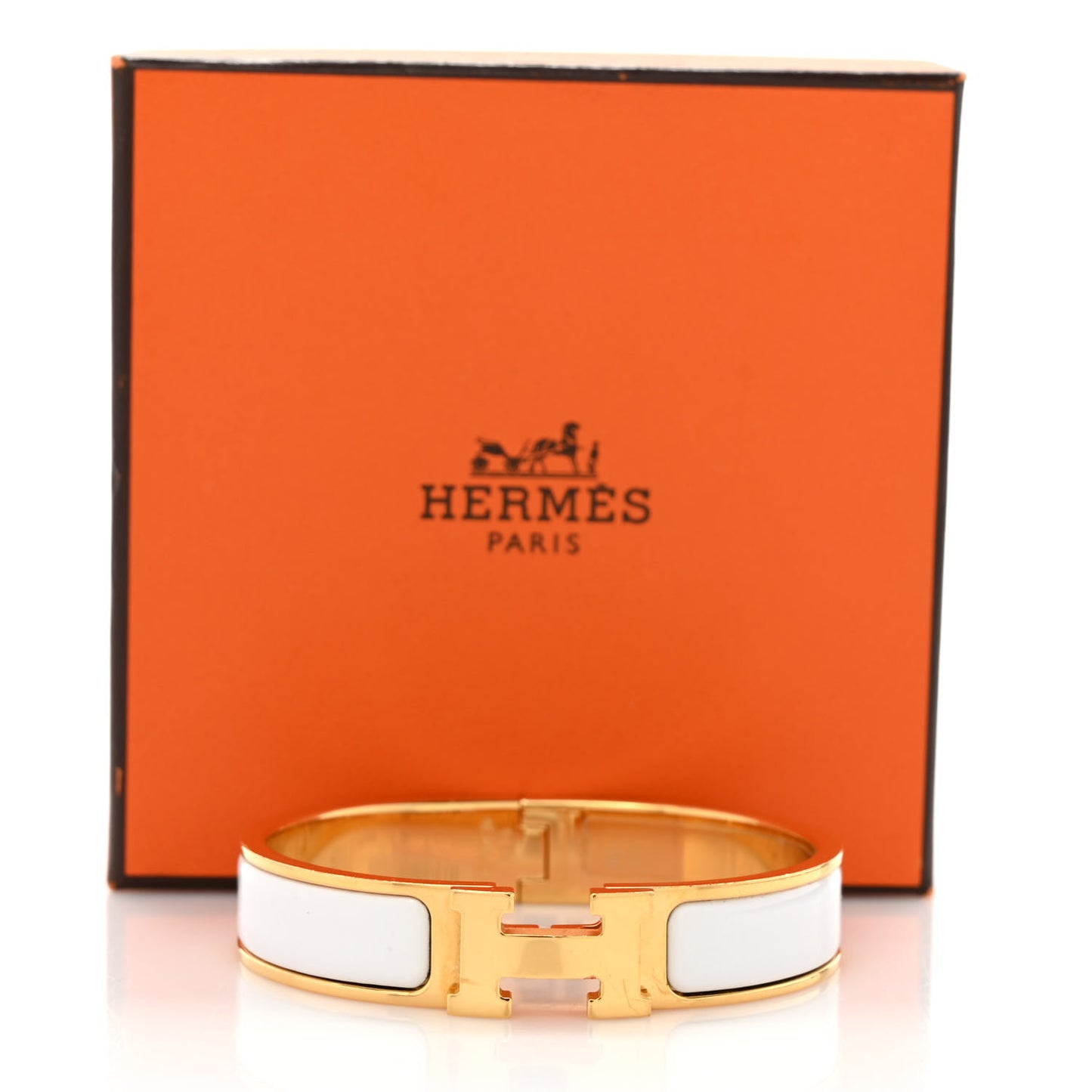 Enamel Narrow Clic Clac H Bracelet PM White