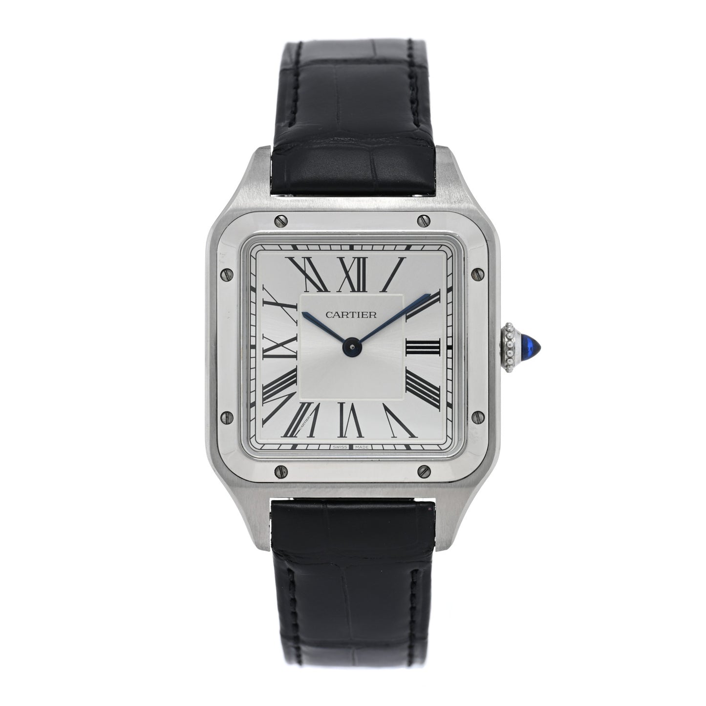 Stainless Steel Alligator 31.4mm Santos Dumont Quartz Watch Blue