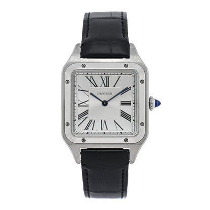 Cartier Stainless Steel Alligator 31.4mm Santos Dumont Quartz Watch Blue 2 of 10