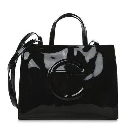 Telfar Patent Vegan Leather Medium Shopping Bag Black 1 of 10