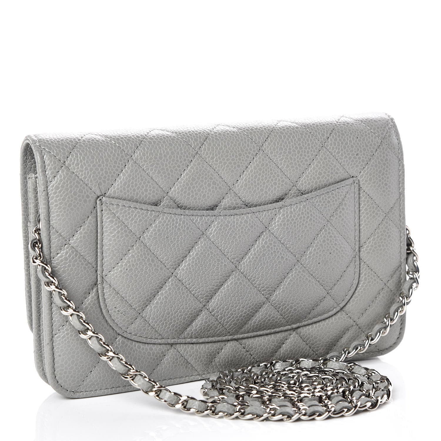 Chanel Caviar Quilted Wallet on Chain WOC Grey 3 of 9