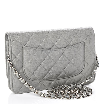 Chanel Caviar Quilted Wallet on Chain WOC Grey 3 of 9