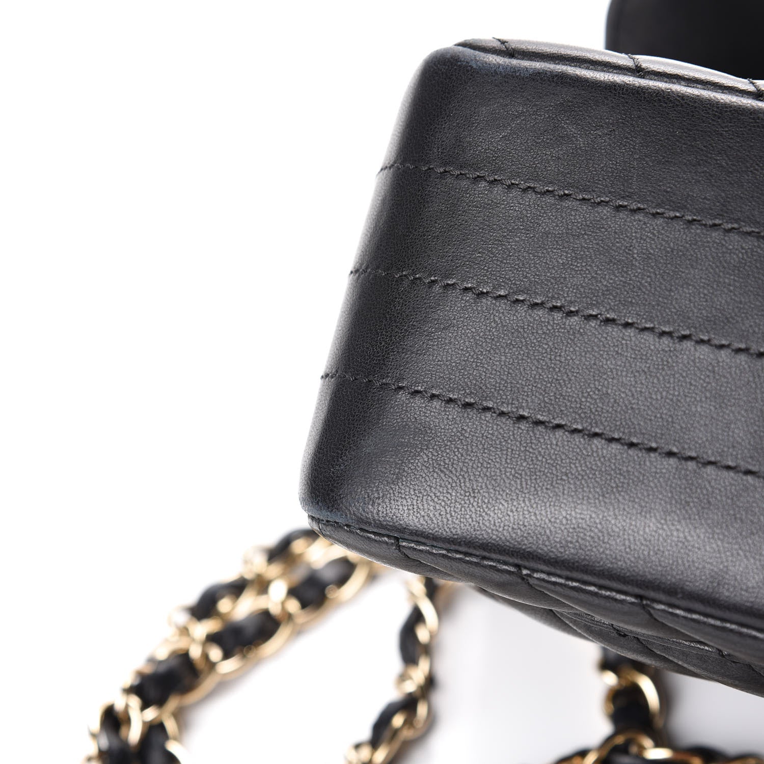 Chanel Lambskin Chevron Quilted Mini Square Flap Black 14 of 15