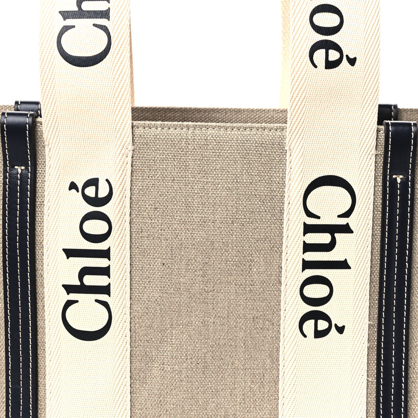 Cotton Calfskin Medium Woody Ribbon Tote White Blue
