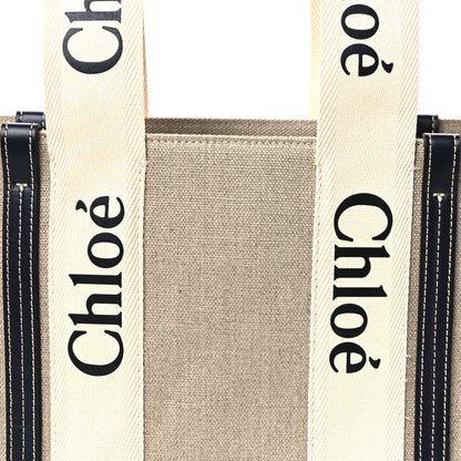 Chloe Cotton Calfskin Medium Woody Ribbon Tote White Blue 9 of 11