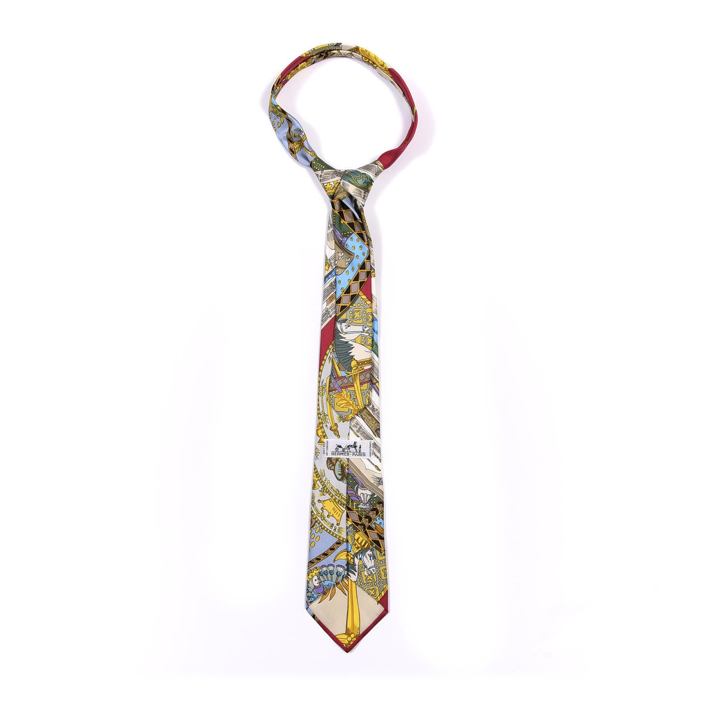 Hermes Silk Printed Mens Neck Tie Multicolor 3 of 4