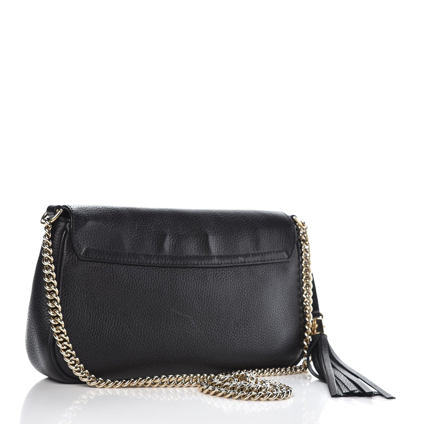 Pebbled Calfskin Medium Soho Flap Crossbody Black