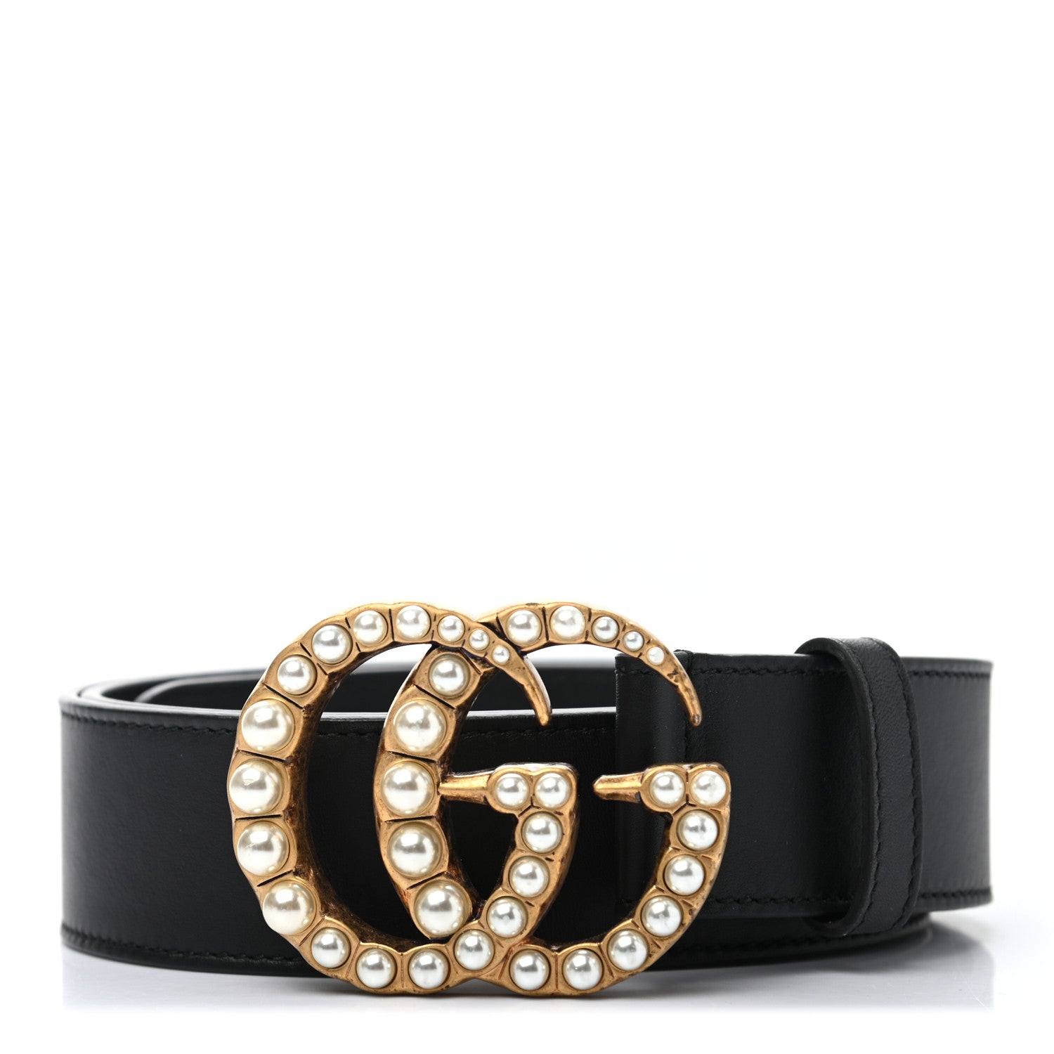 Gucci Moon Calfskin Pearl Double G 40mm Belt 95 38 Black Cream 2 of 12