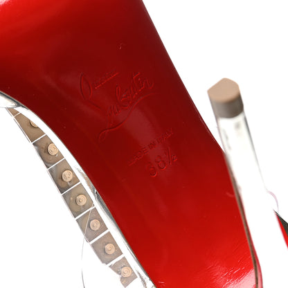 Christian Louboutin PVC Spiked Jamais Assez 100 T-Strap Sandals 38.5 Silver 7 of 9