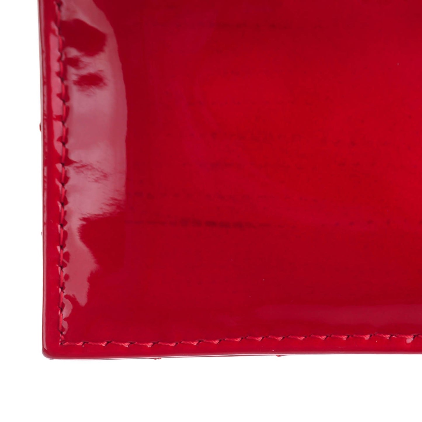 Patent Quilted Brilliant Card Holder Red