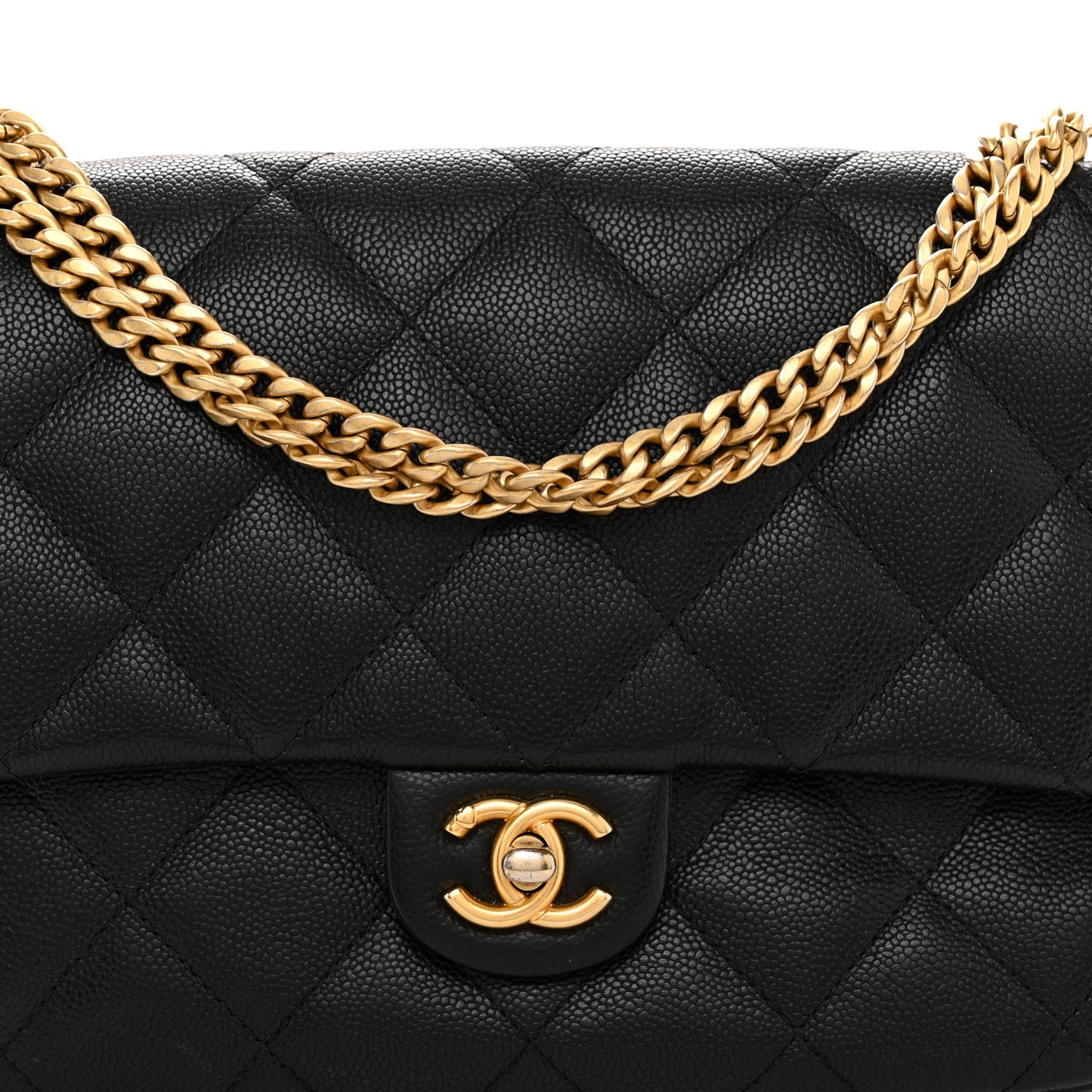 Caviar Quilted Sweetheart Flap Black
