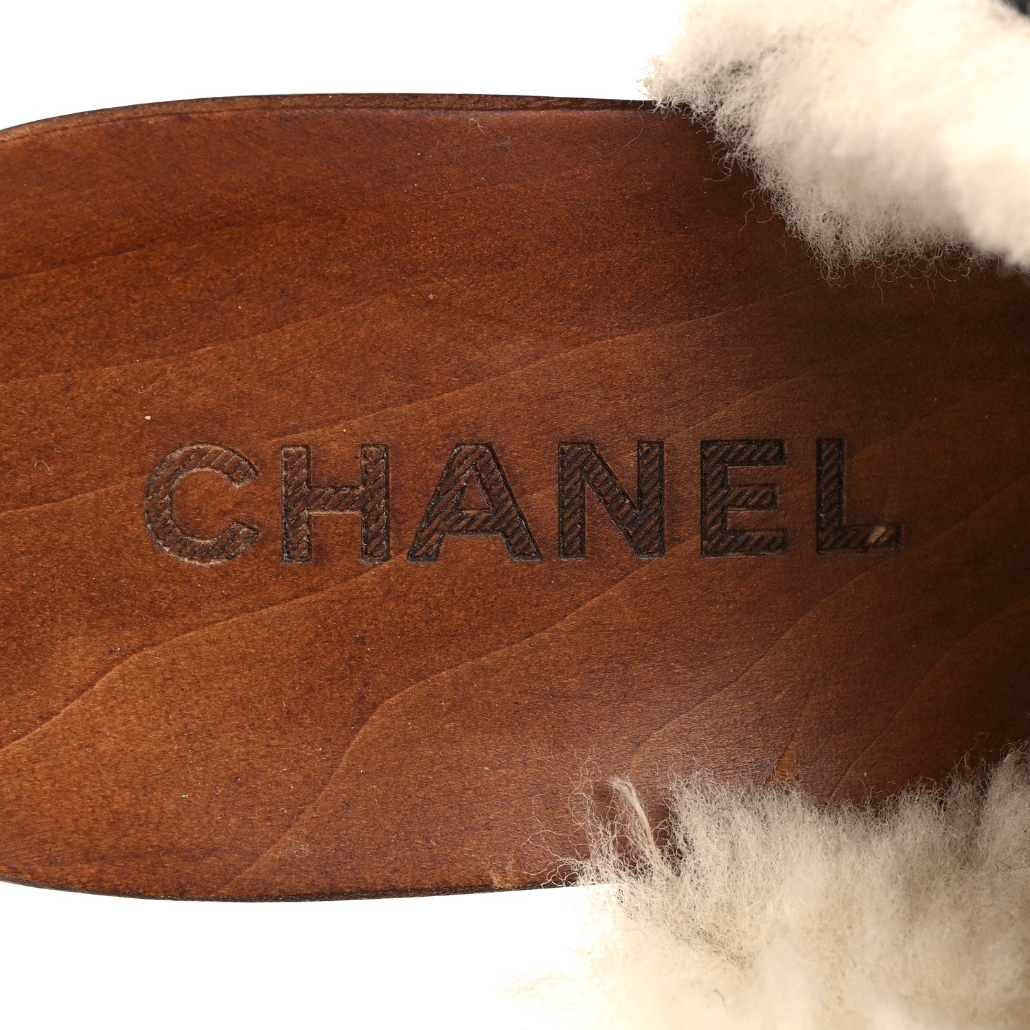 Chanel Crackled Sheepskin CC Mules 40 Black 9 of 11