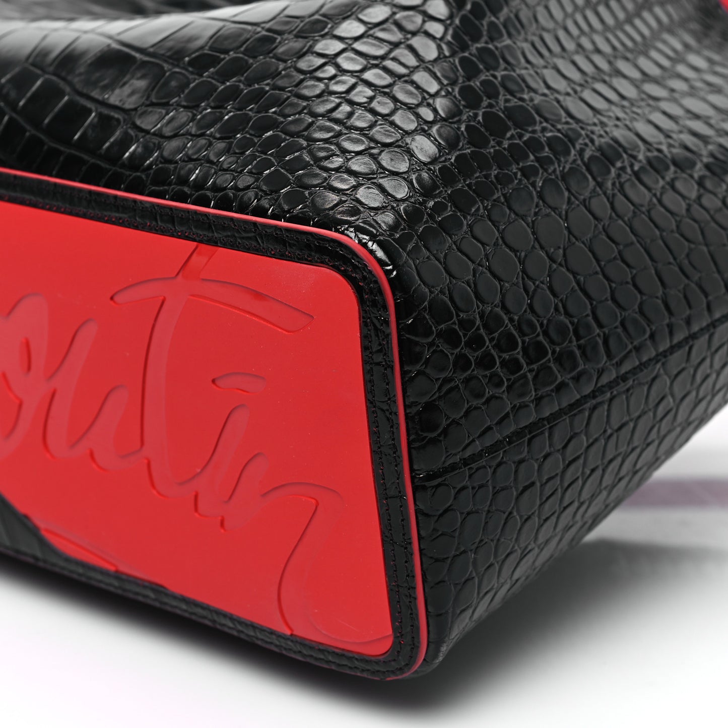 Calfskin Crocodile Embossed Spikes Small Cabarock Black