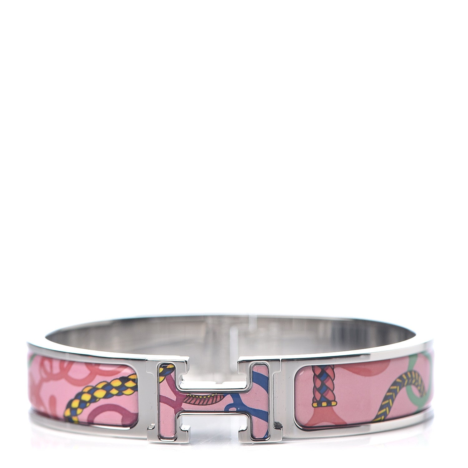 Hermes Enamel Panoplie Equestre Narrow Clic Clac H Bracelet PM Pink Delirium 1 of 5