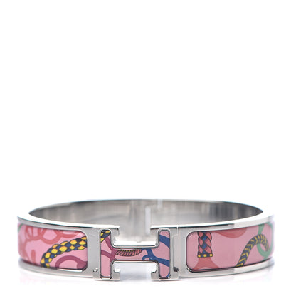 Hermes Enamel Panoplie Equestre Narrow Clic Clac H Bracelet PM Pink Delirium 1 of 5