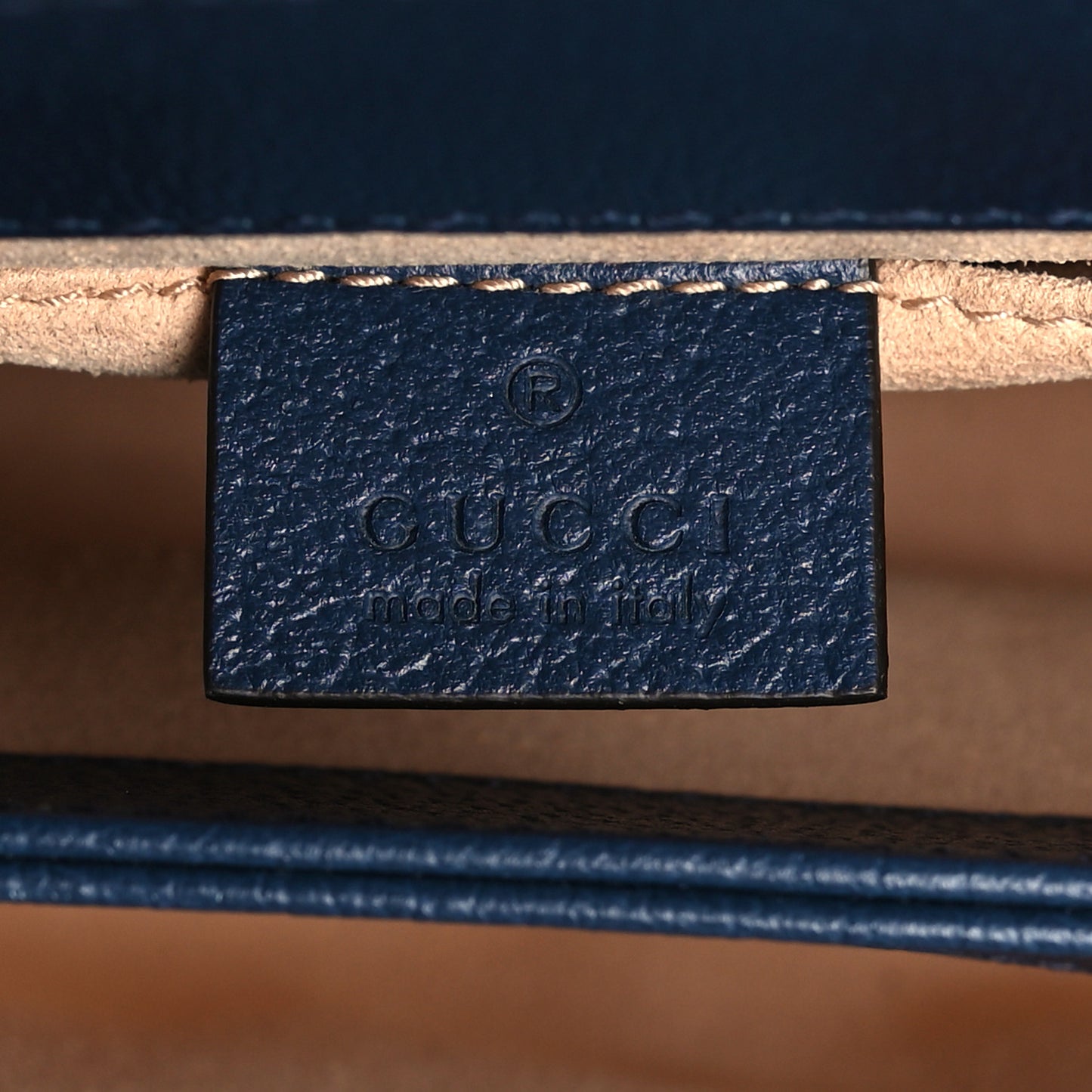 Textured Calfskin Web Small Ophidia Chain Shoulder Bag Blue Agata