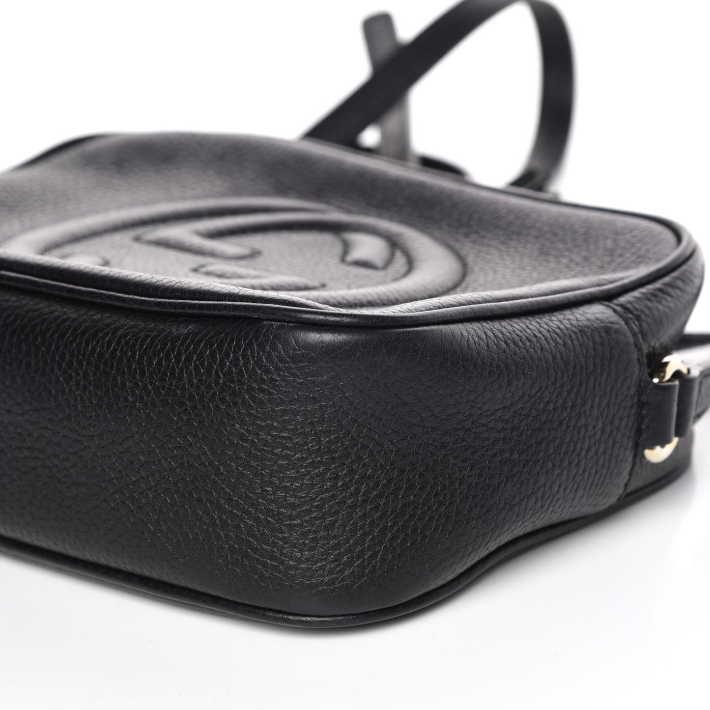 Pebbled Calfskin Small Soho Disco Bag Black