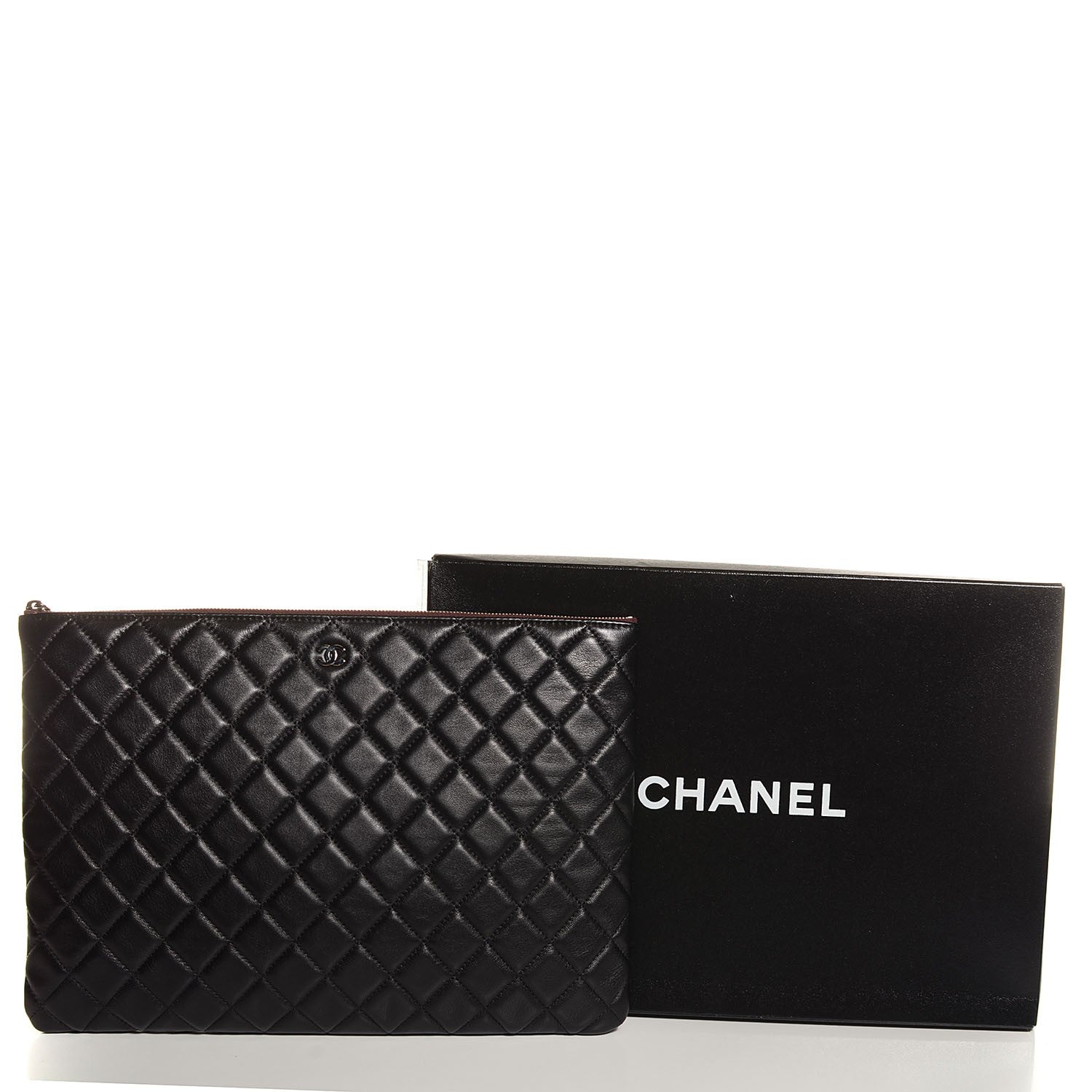 Chanel Lambskin Quilted Large Cosmetic Case Black 5 of 8