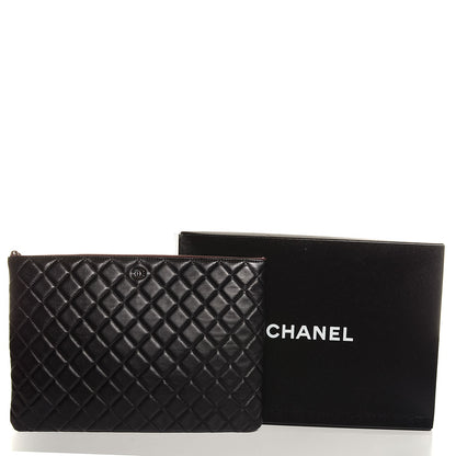 Chanel Lambskin Quilted Large Cosmetic Case Black 5 of 8