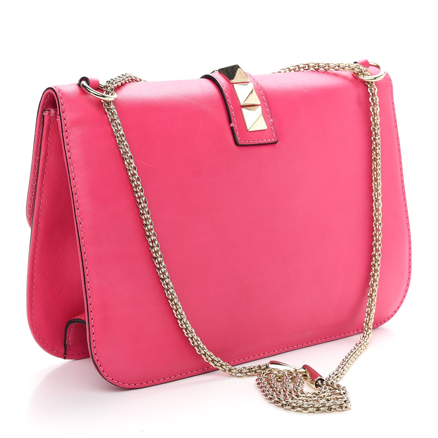 Valentino Garavani Vitello Large Glam Lock Rockstud Flap Pop Fuxia 3 of 10
