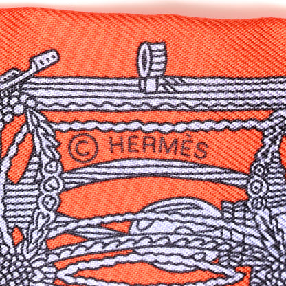Hermes Silk Merveilleuses Lanternes Twilly Orange Cobalt Gris Bleuete 4 of 4