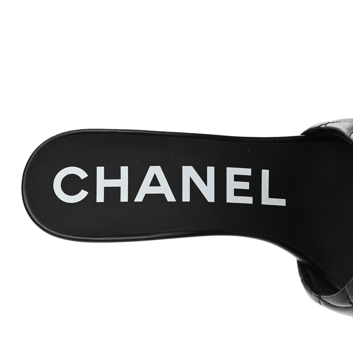 Lambskin Quilted Textured CC Mules 38 Black