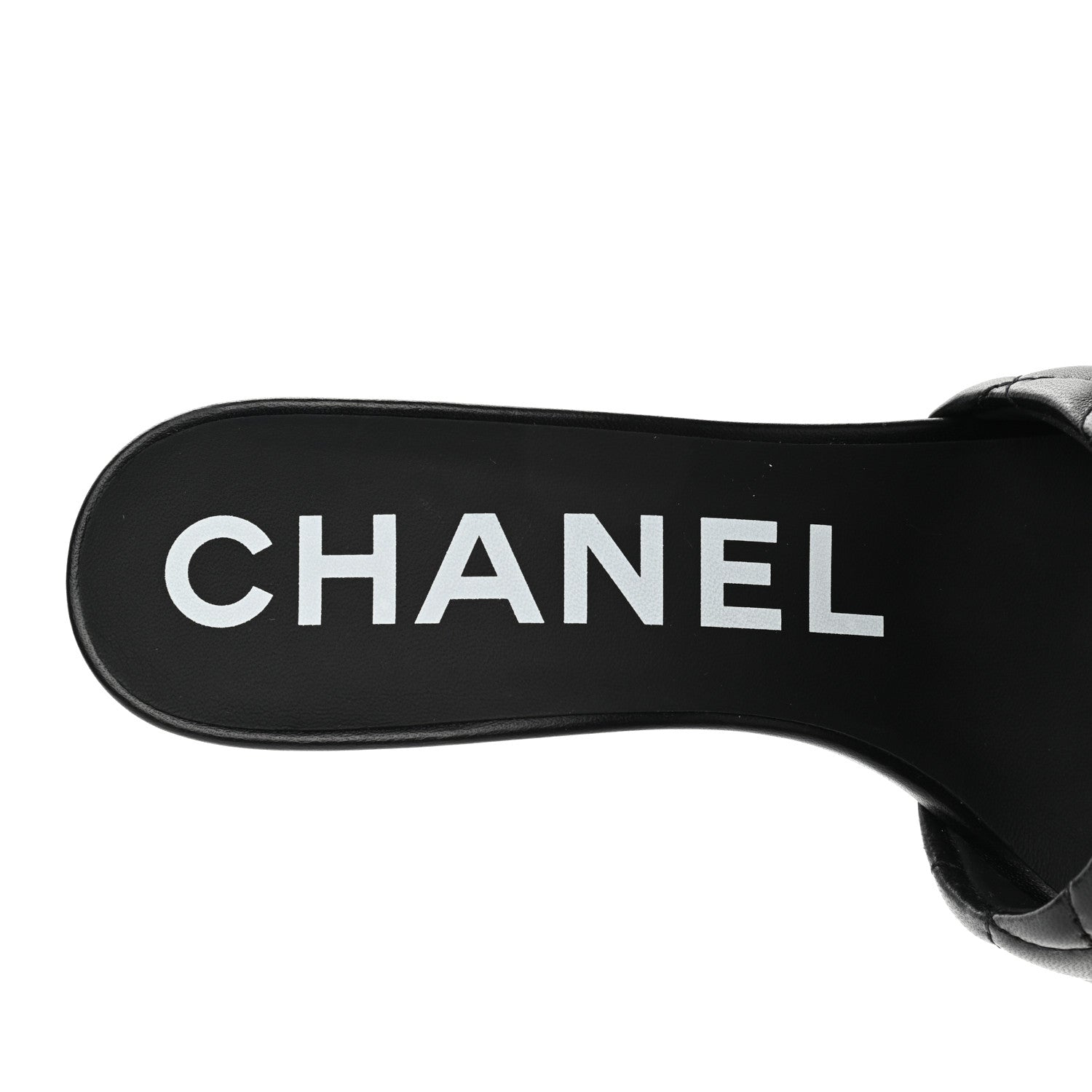 Chanel Lambskin Quilted Textured CC Mules 38 Black 6 of 9