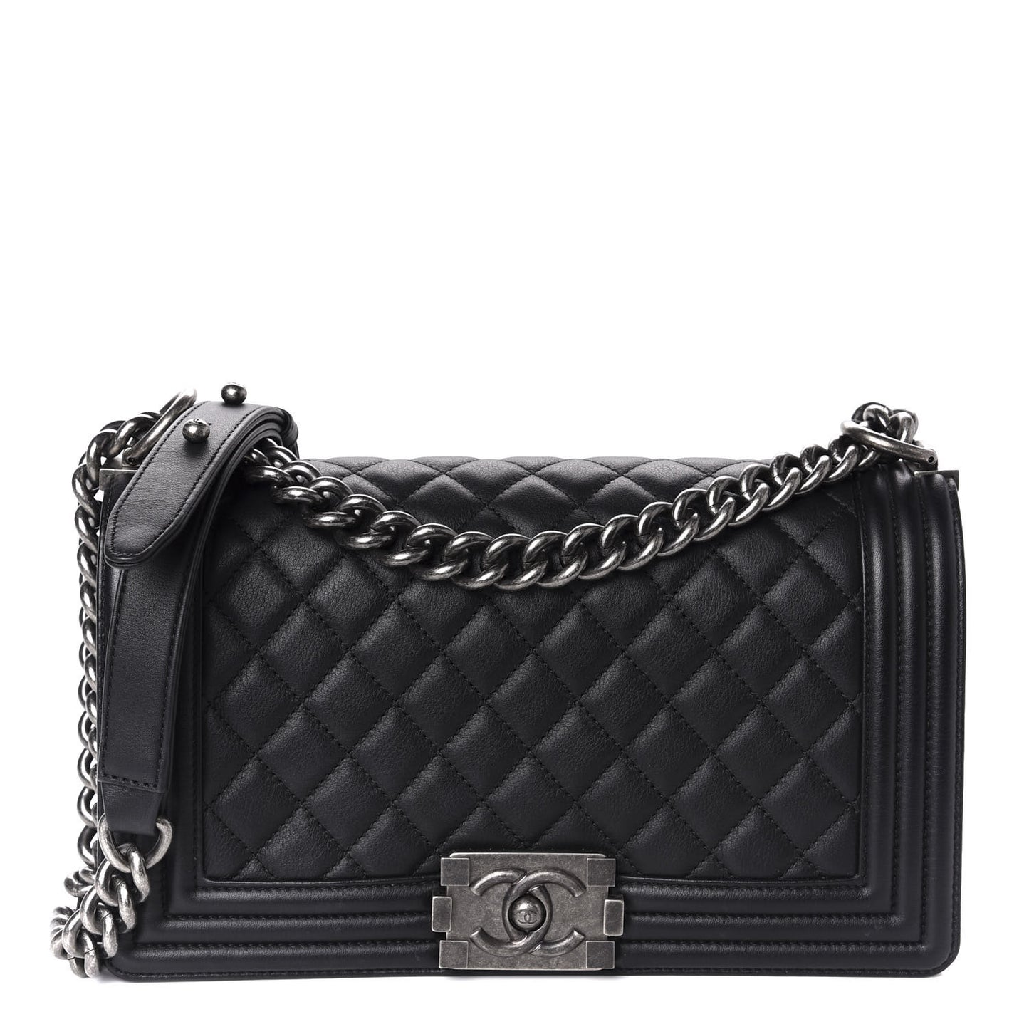Calfskin Quilted Medium Boy Flap Black