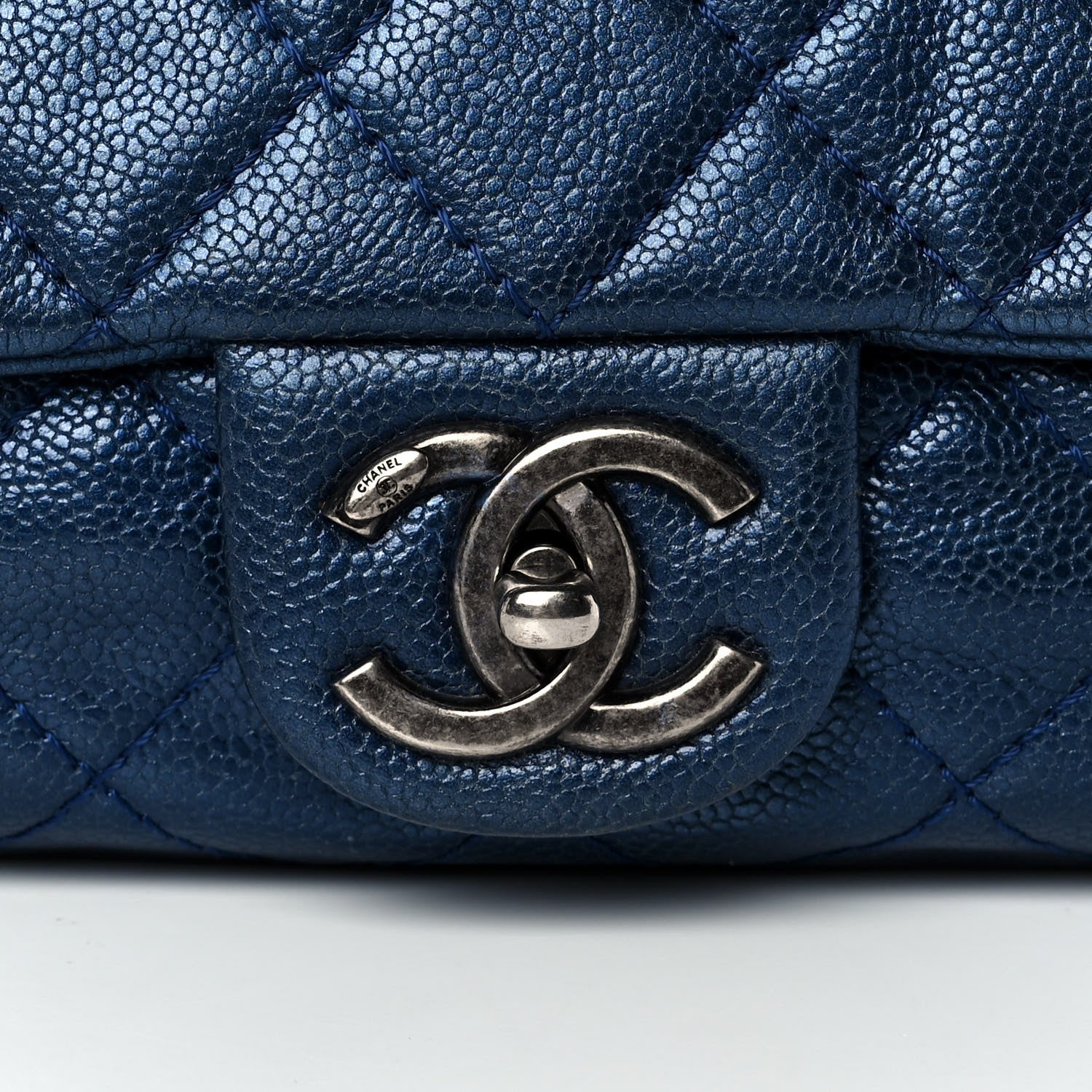 Chanel Metallic Caviar Quilted Large Chic Flap Blue 8 of 10