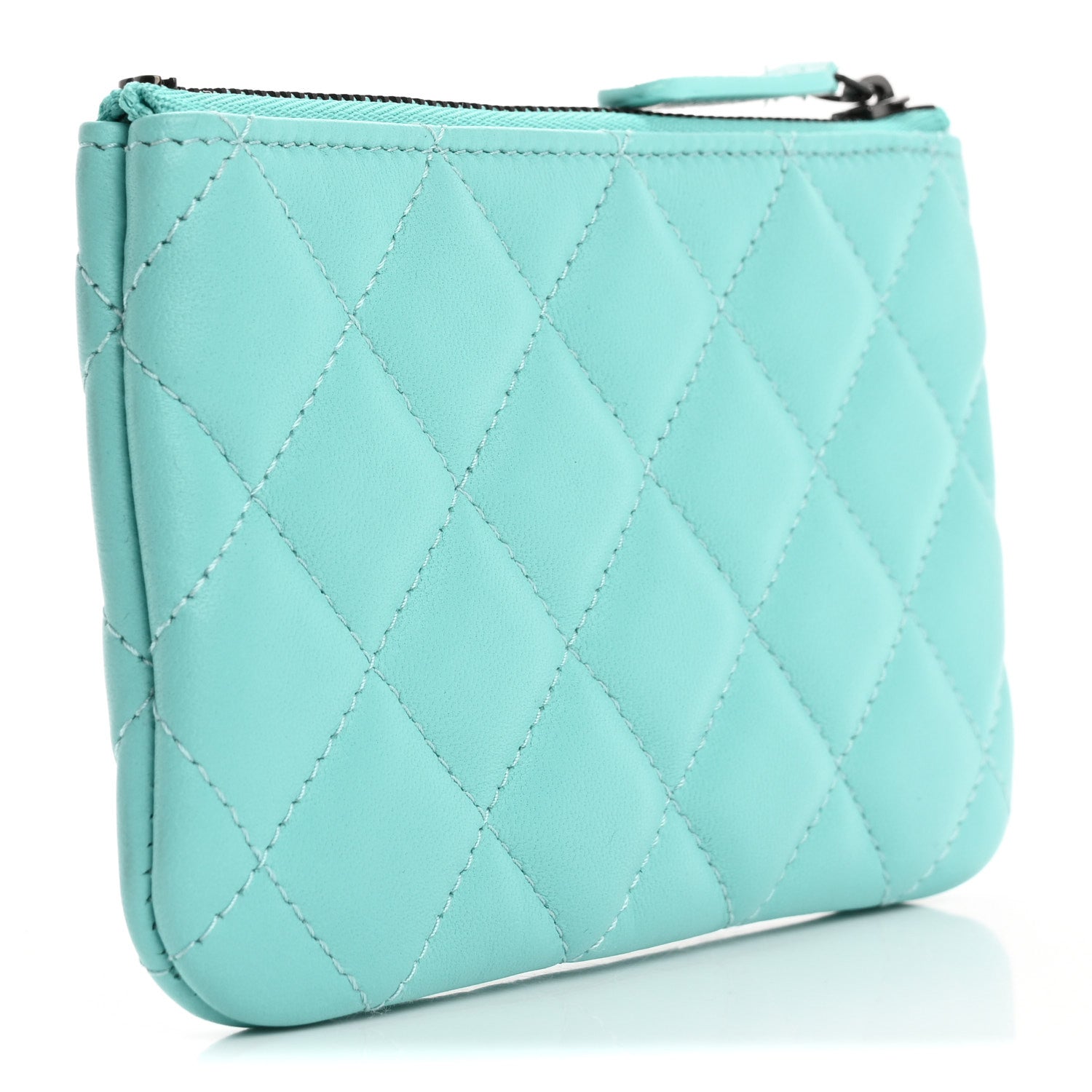 Chanel Lambskin Quilted Small Cosmetic Case Turquoise 3 of 7