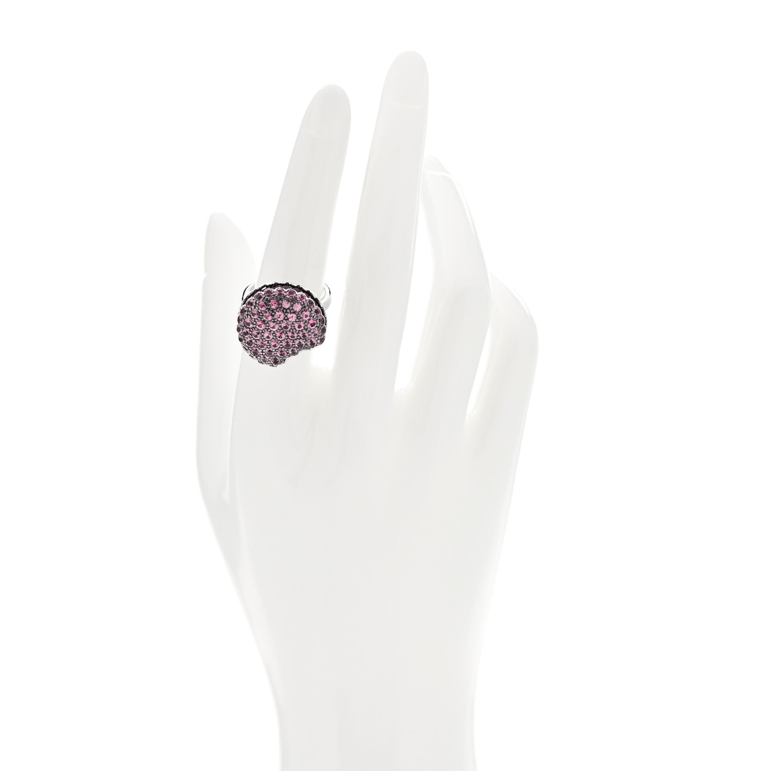 Boucheron 18K White Gold Ruby Pink Sapphire Macaron Ring 54 6.75 2 of 8