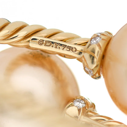 David Yurman 18K Yellow Gold Diamond Golden South Sea Pearl Solari Bypass Ring 53 6.5 4 of 4